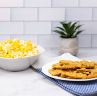 brittle on plate with popcorn