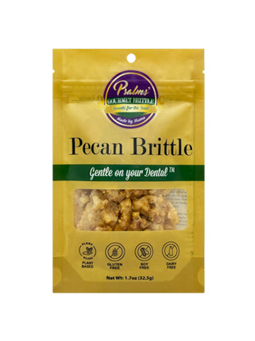 Psalms Gourmet handcrafted pecan brittle - golden-amber artisanal candy made with premium Georgia pecans, featuring a delicate crunch and buttery-sweet finish