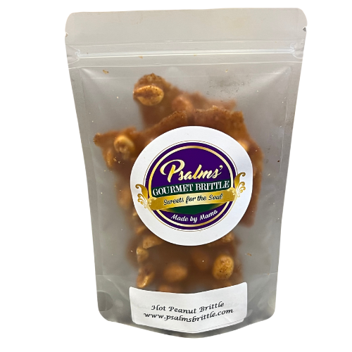 Psalms Gourmet Hot Peanut BBQ Brittle featuring spicy-sweet handcrafted brittle with premium peanuts and signature barbecue seasoning showing perfect caramelization