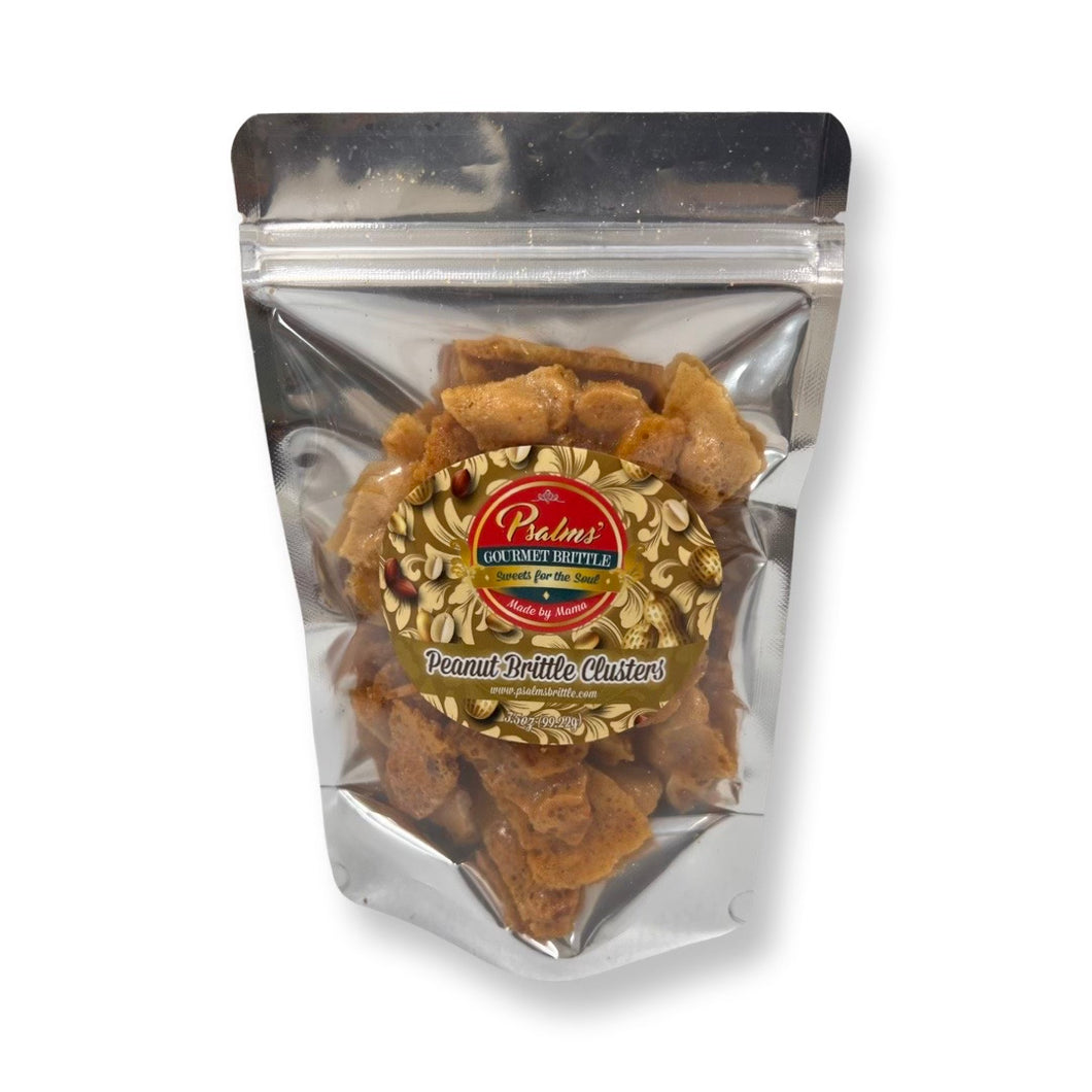 Psalms Gourmet Brittle premium peanut clusters - artisanal candy clusters featuring fresh-roasted peanuts in golden-brown handcrafted brittle